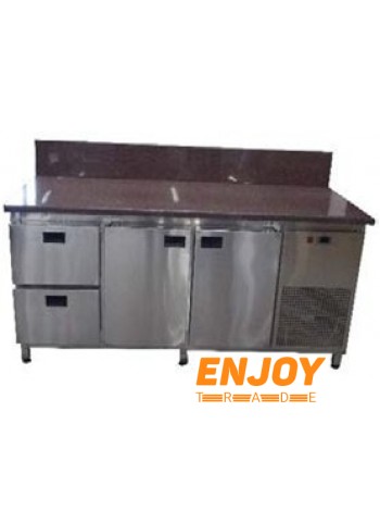 Холодильний стіл з бортом 1860х700х850 (2 двері+2 ящика) гранітна стільниця